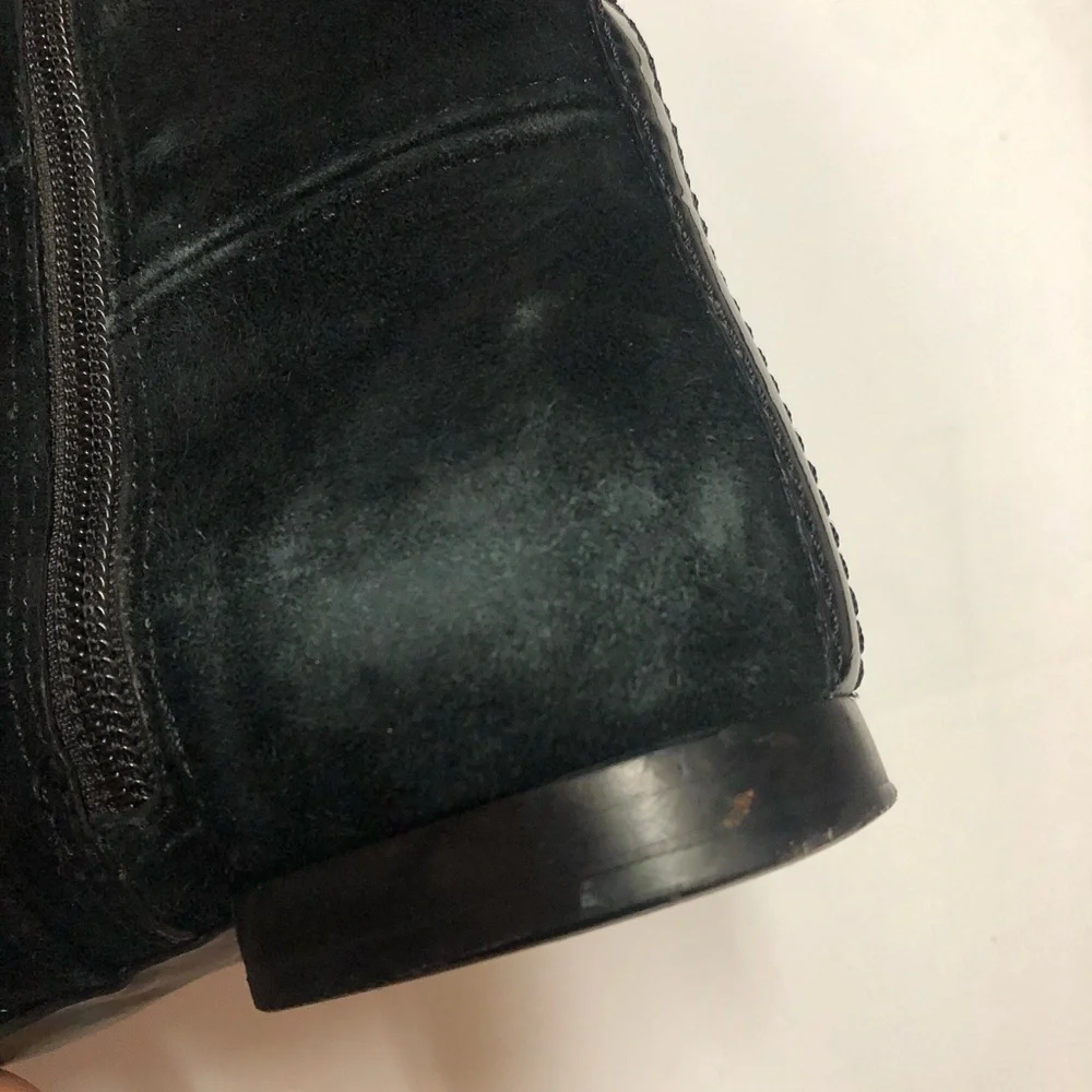Tory Burch Black Suede and Patent Leather Knee High Boots Size 7.5